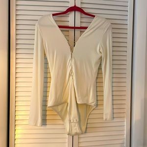 T Alexander Wang Off White Lace Up Body Suit Size Large